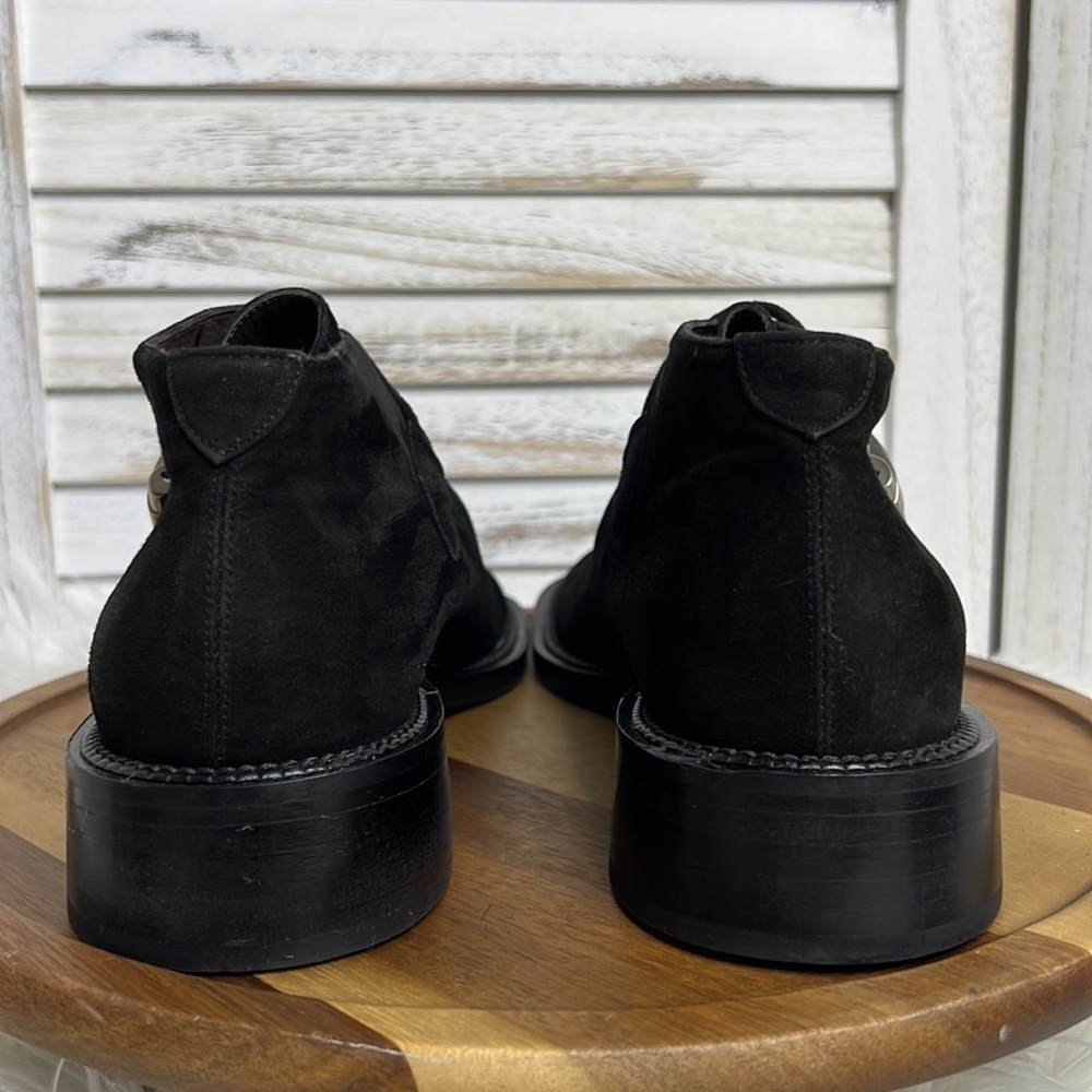 GOFFREDO FATINI l Black Suede Silver Side Snap Hardware Ankle Boot Size 40 / 9.5 - Picture 9 of 11